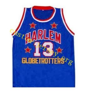 #13 WILT CHAMBERLAIN HARLEM GLOBETROTTERS JERSEY black,blue