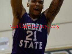#21 Joel Bolomboy Weber St. basketball jersey purple,white