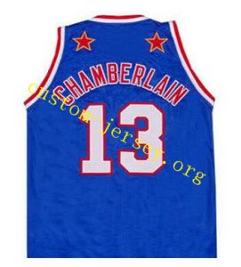 #13 WILT CHAMBERLAIN HARLEM GLOBETROTTERS JERSEY black,blue