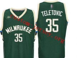 #35 Milwaukee Bucks Mirza Teletovic 2016 New Swingman Jersey Green,black,white