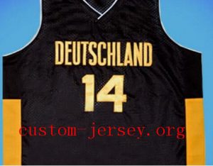 CUSTOM #14 DIRK NOWITZKI  TEAM DEUTSCHLAND JERSEY GERMANY black,yellow