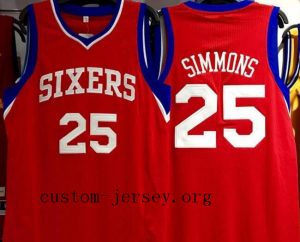 CUSTOM BEN SIMMONS #25 PHILADELPHIA 76ERS JERSEY red,white