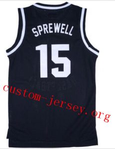 Custom #15 Latrell Sprewell Washington basketball jersey black