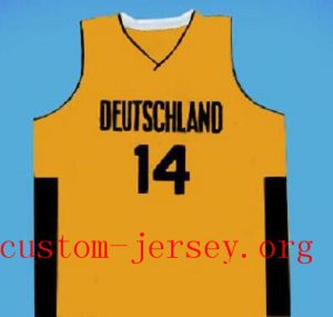 CUSTOM #14 DIRK NOWITZKI  TEAM DEUTSCHLAND JERSEY GERMANY black,yellow