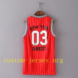 MLB NY basketball jersey red,black