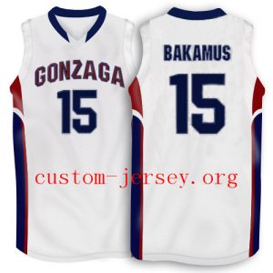 #15 Rem Bakamus Gonzaga Bulldogs Basketball Jersey navy blue,white