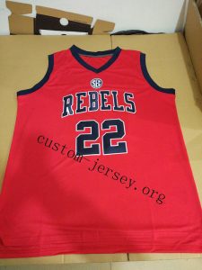 #22 Marshall Henderson rebels  basketball jersey red, white