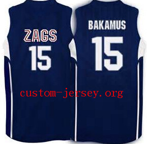 #15 Rem Bakamus Gonzaga Bulldogs Basketball Jersey navy blue,white